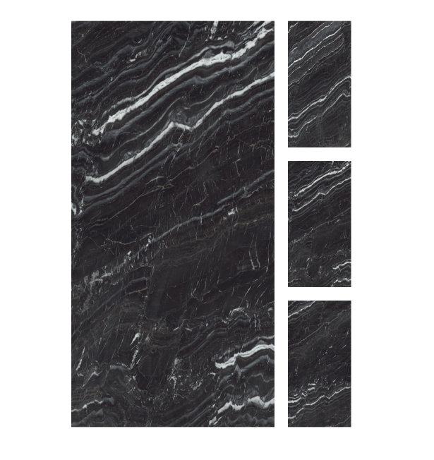 A black marble tile with white lines on it.